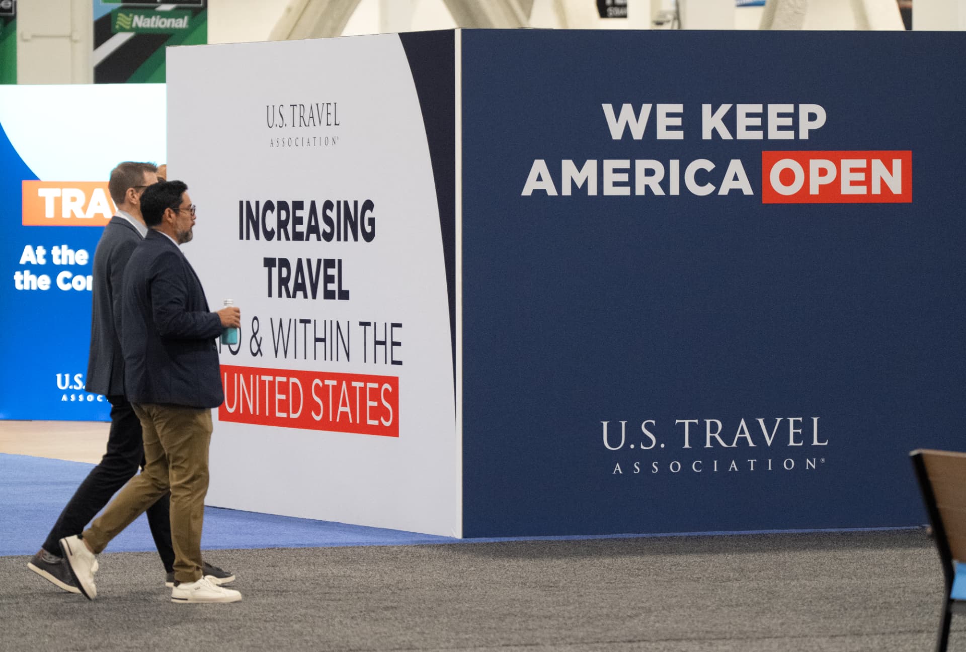 U.S. Travel Hub wall with Increasing Travel To & Within the United States messaging