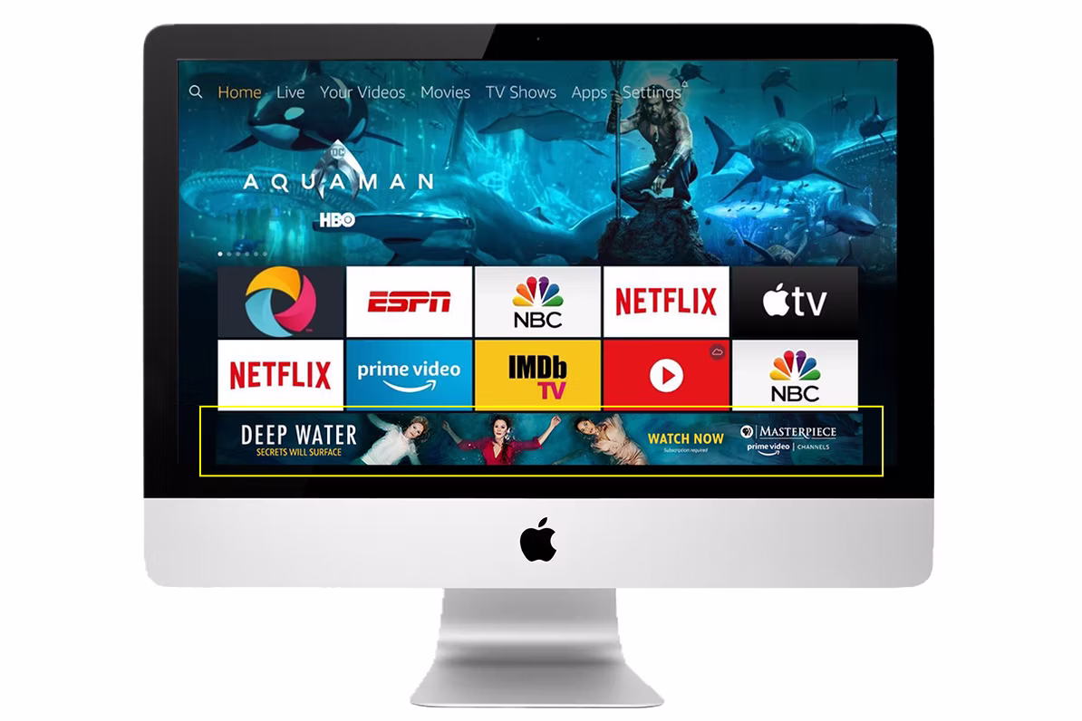 Aquaman digital streaming campaign displayed on a desktop