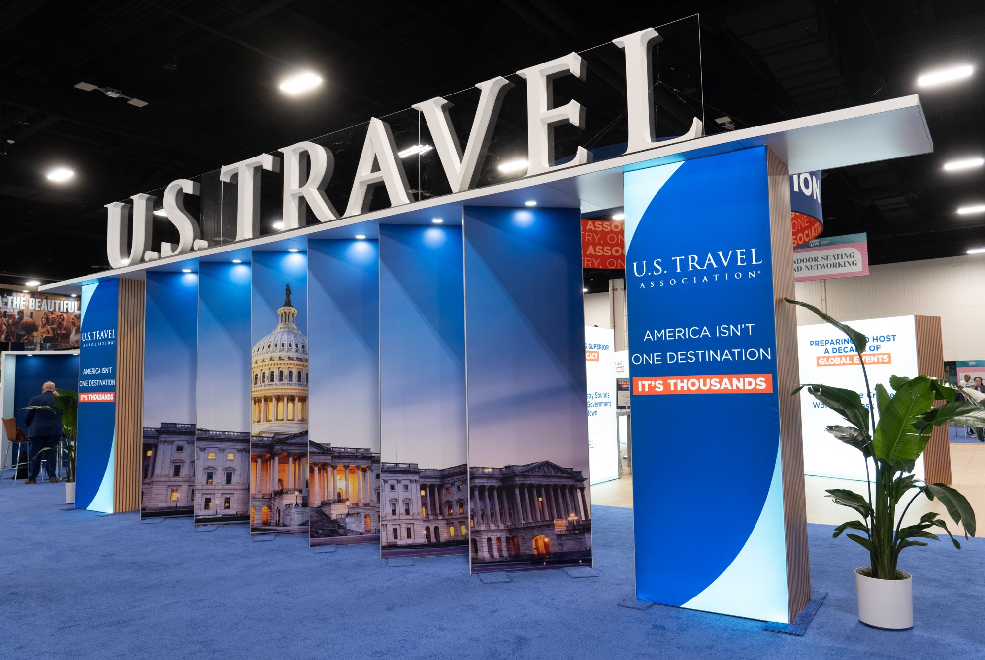 The U.S. Travel Hub branded environment installed at IPW 2026