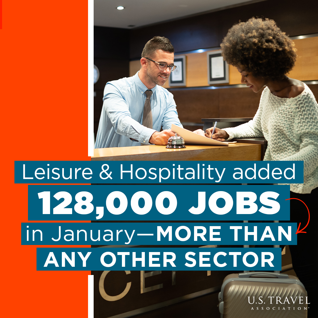 Leisure and hospitality jobs data social graphic